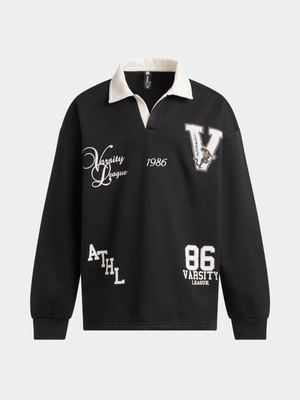 Jet Teen Boys Black Varsity Golf Shirt