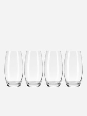 Leela Hi Ball Crystal Glasses 4 Pack 520ml