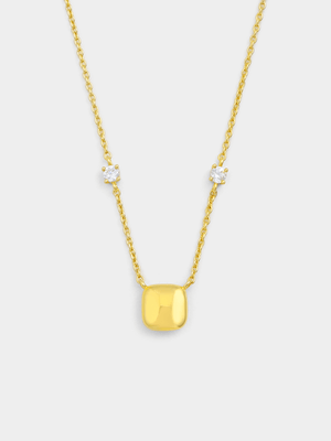 Yellow Gold Vermeil Cubic Zirconia Cushion Necklet