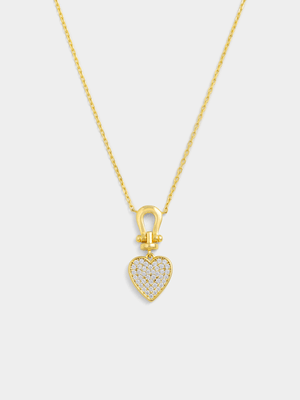 Yellow Gold Vermeil Cubic Zirconia Pavé Heart Pendant