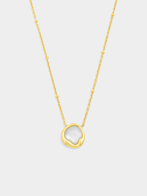 Yellow Gold Vermeil Mother Of Pearl Organic Pendant