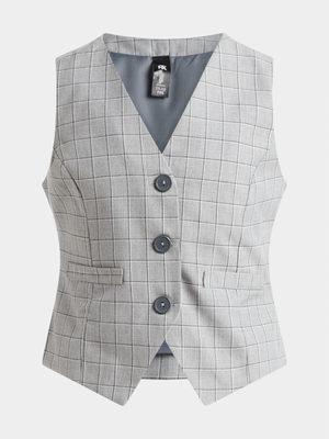 Jet Teen Girls Grey Pinstripe Waistcoat