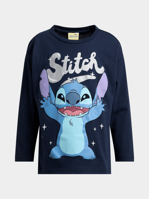 Jet Younger Girls Navy Lilo & Stitch Long Sleeve T-Shirt