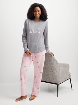 Jet Women's Grey & Pink Glow Pyjama Set