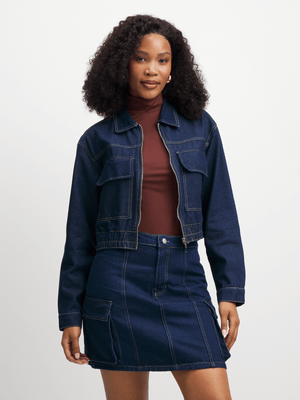 Jet Women's Dark Wash Mini Bellow Skirt