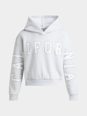 Exact Older Girl's Grey Graphic Print Cropped Hoodie