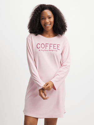 Jet Women's Pink Coffee Velour Sleepshirt