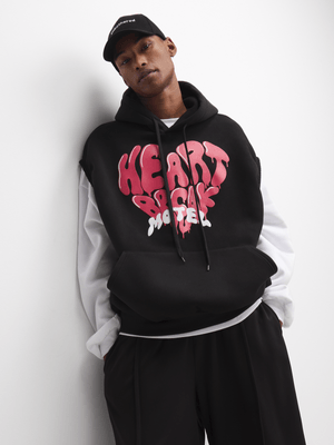 The FIX Men's Black Sleeveless Graphic Print Hoodie