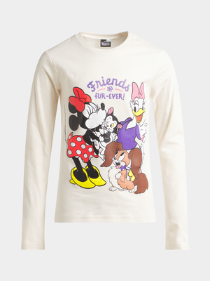 Jet Older Girls White Minnie Mouse Long Sleeve T-Shirt