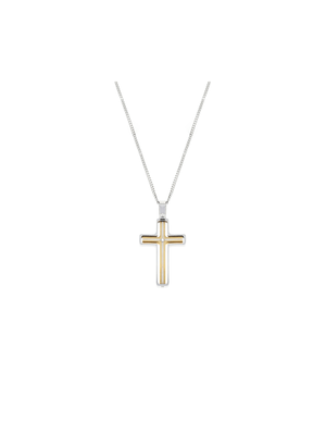 Two-Tone Stainless Steel Cross Pendant
