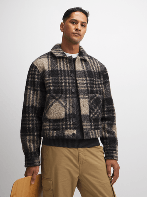 Exact Men's Natural & Black Checked Shacket