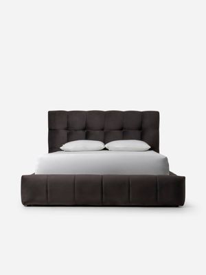 DelucaTufted Bed Anthracite Q XLength