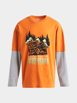 Jet Older Boys Rust/Grey Adventure Twofer T-Shirt