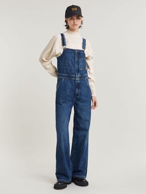 G-Star Women's Straight Leg Zip Medium Blue Dungaree