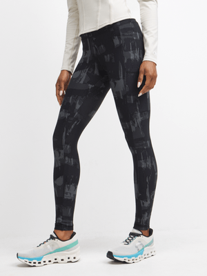TS Womens Flex Fitness Printed Black Long Tights
