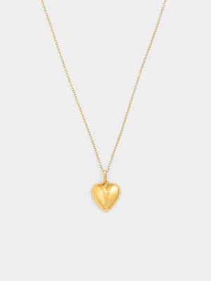 Gold Plated Sterling Silver Puffy Heart Pendant