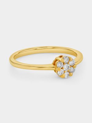 Yellow Gold Diamond Round Mini Cluster Ring
