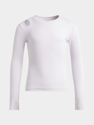 TS Girls Long Sleeve Ribbed Lilac Tee