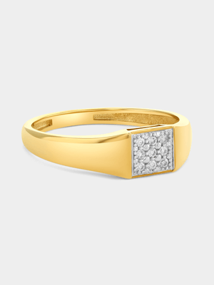 Yellow Gold Lab Grown Diamond Pavé Square Ring