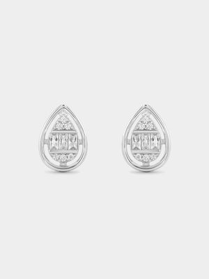 Sterling Silver Cubic Zirconia Multi-Stone Pear Stud Earrings