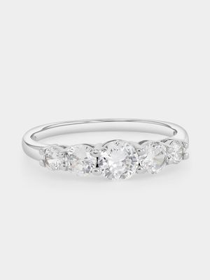 Sterling Silver Cubic Zirconia Five Stone Half Eternity Ring