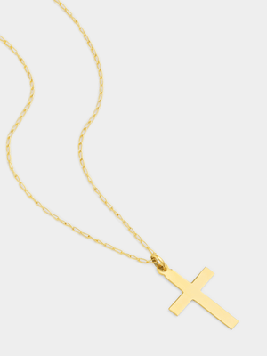 Yellow Gold & Sterling Silver Cross Pendant