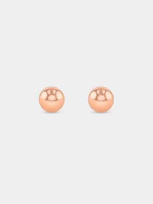 Rose Plated Sterling Silver Ball Stud Earrings