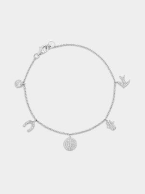 Sterling Silver Cubic Zirconia Charm Bracelet