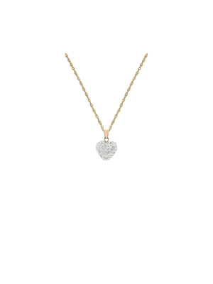 Yellow Gold & Sterling Silver Crystal Heart Pendant on Chain.