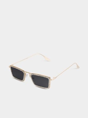 Markham Men's Gleam Rectangular Gold Sunglasses