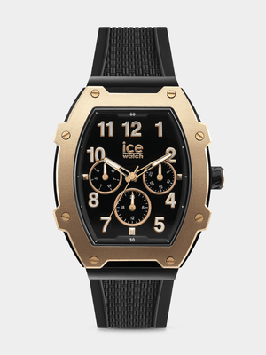 Ice Boliday Black Rose Gold Plastic Silicone Watch