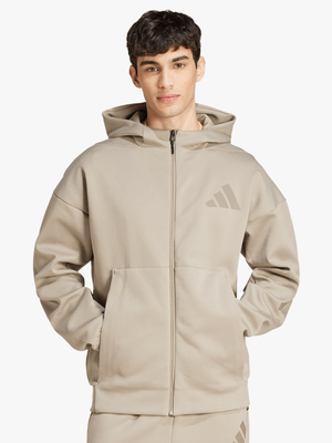 adidas Mens Z.N.E. Full Zip Putty Beige Track Jacket