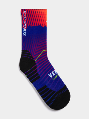 Versus Mens TTOM Line Print Blue/Orange Crew Socks