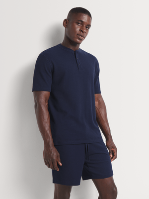 Men's Markham Knit Waffle Navy Sleepwear Shorts