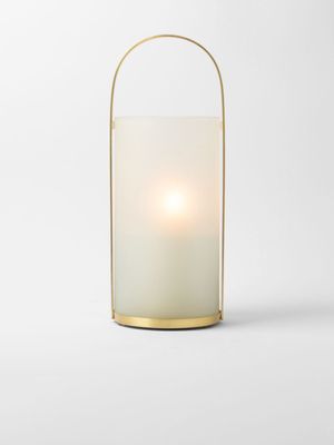 Frosted Glass & Gold Hurricane Lamp 40.5 x 15cm