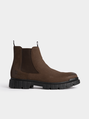 Men's Relay Jeans Distressed Chelsea Brown Boot