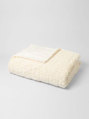 Variegated Squares Sheepskin Blanket Milk 150x200