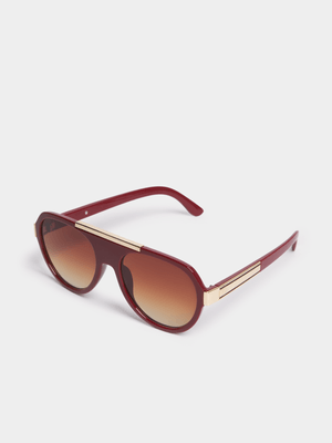 The FIX Unisex Red & Gold Sunglasses