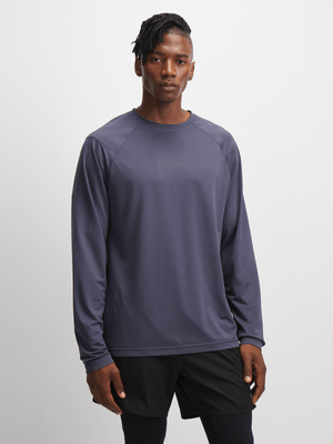 TS Mens Ribstop Micro Text Long Sleeve Grey Performance Top