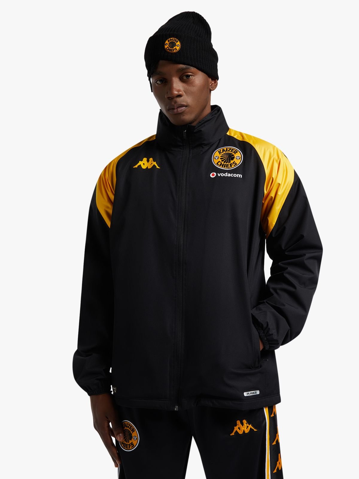 Mens Kappa Kaizer Chiefs Amberzip Pro 7 Black/Yellow Jacket | Bash