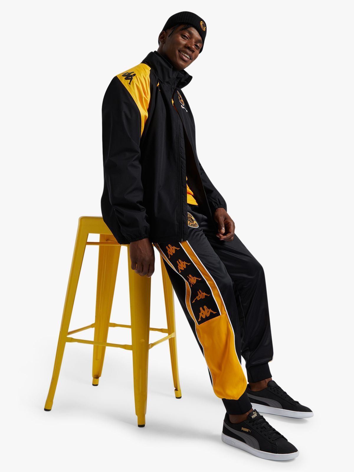 Mens Kappa Kaizer Chiefs Amberzip Pro 7 Black/Yellow Jacket | Bash
