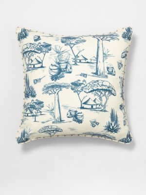 Kim Williams x Molebatsi Toile Du Sud Scatter Cushion Navy 55x55cm