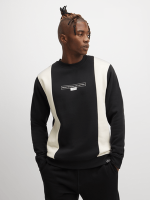 TS Mens Colourblock Black/White Crew Sweat Top