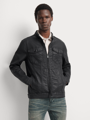 Fabiani Men's Black Coated Denim jacket