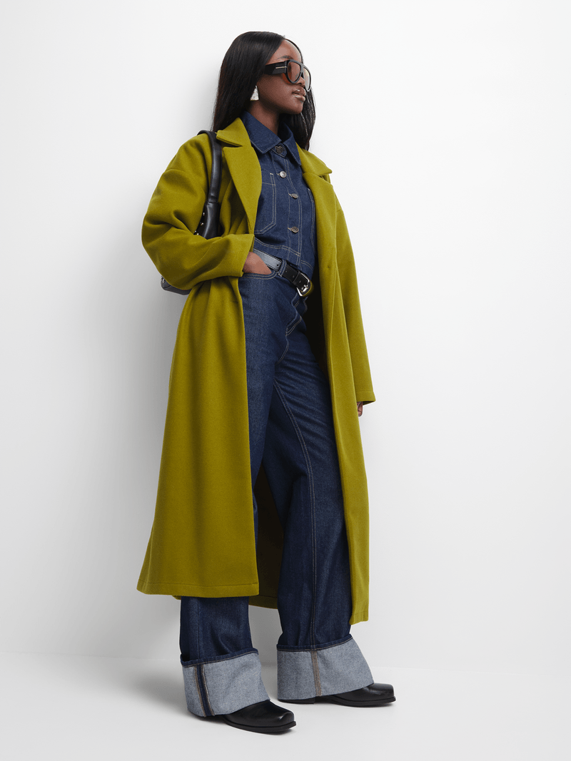 The FIX Women's Chartreuse Melton Coat | Bash