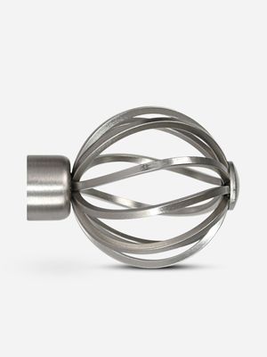 25mm Steel Twistball Finial Brushed Silver