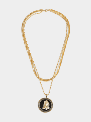Markham Men's Gold Metal Prayer Necklace Set