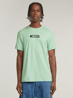 G-Star Men's Old Skool Logo Egg Green T-Shirt