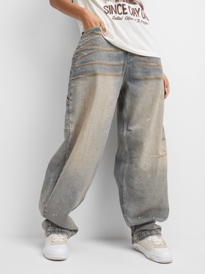 Redbat Women's Vintage Wash Barrel Jeans