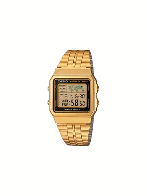 Casio Retro Digital World Time Gold Plated Stainless Steel Watch